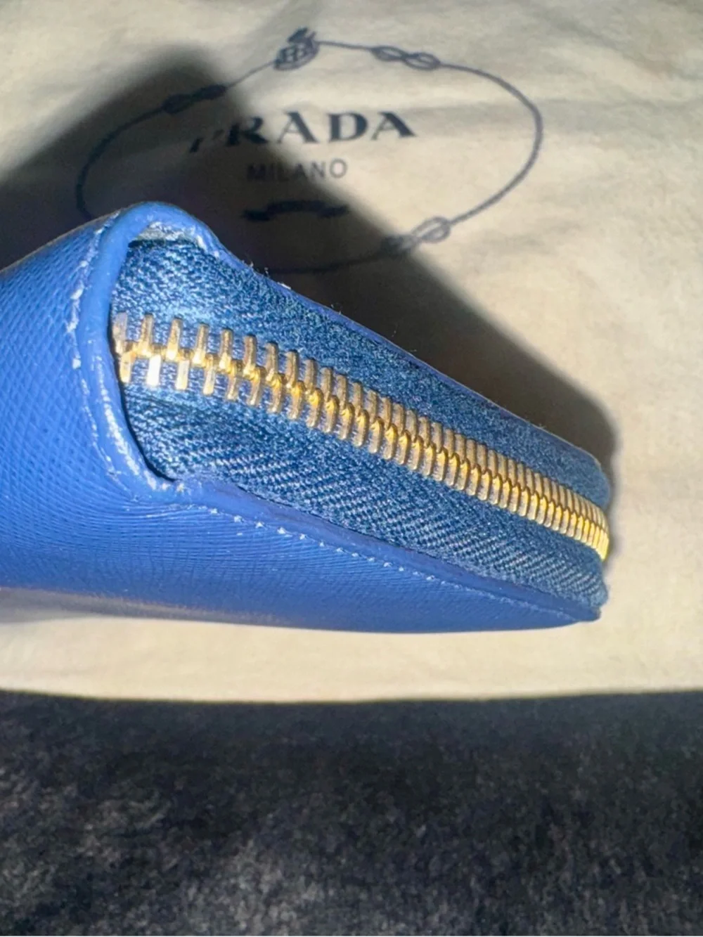 Prada Blue Saffiano Leather Zip Wallet - Picture 4 of 7